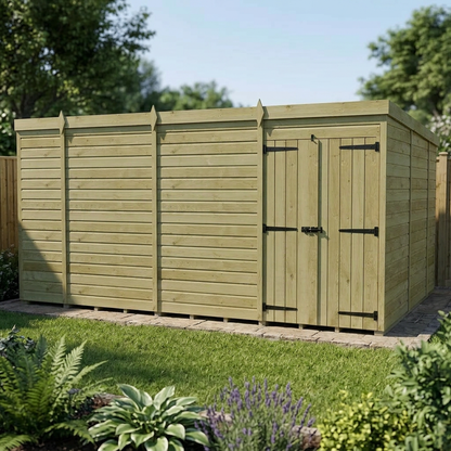 14 x 10 Pent Shed (Double Door, No Windows) - view 3