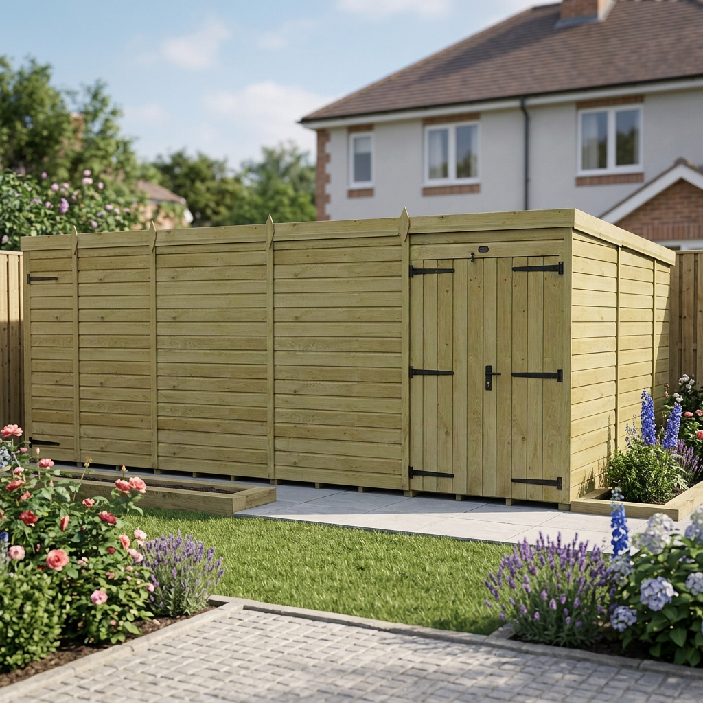 17 x 10 Pent Shed (Double Door, No Windows) - view 3
