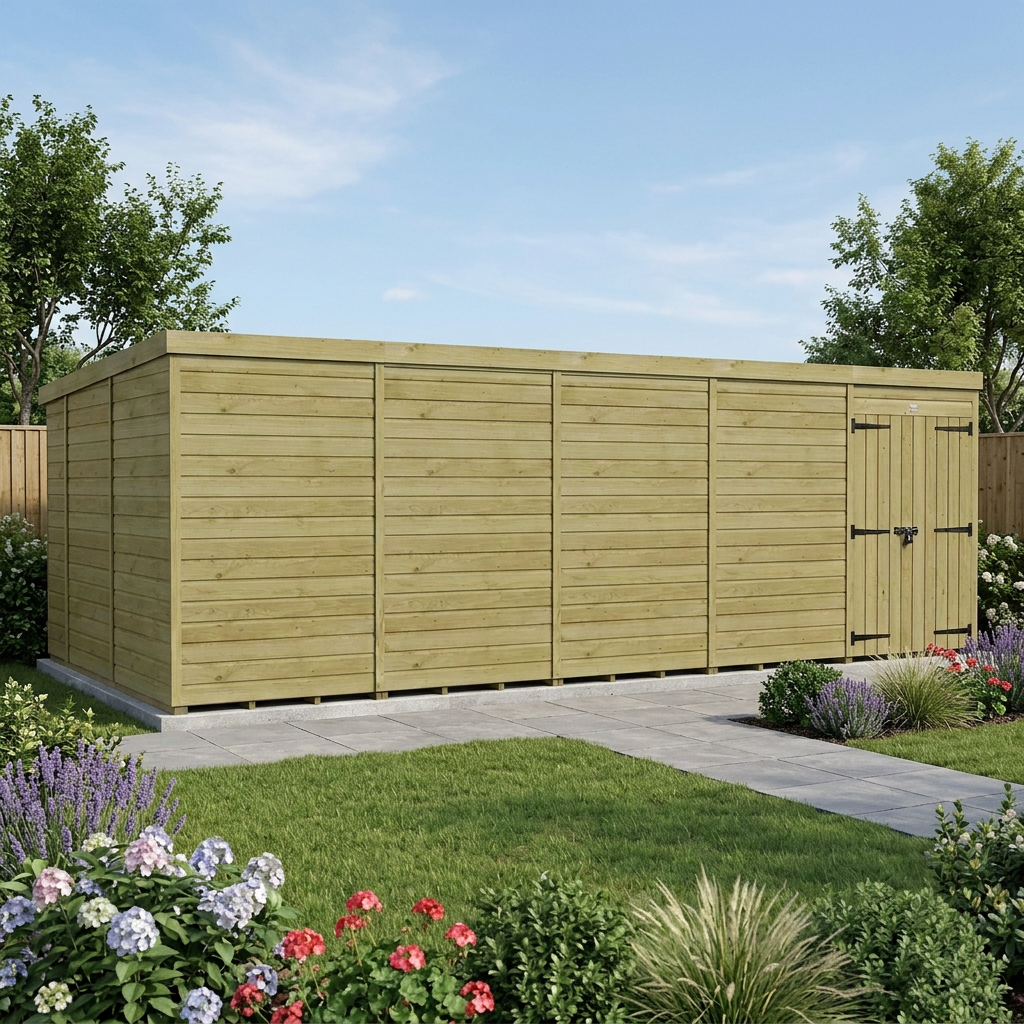 20 x 10 Pent Shed (Double Door, No Windows) - view 3