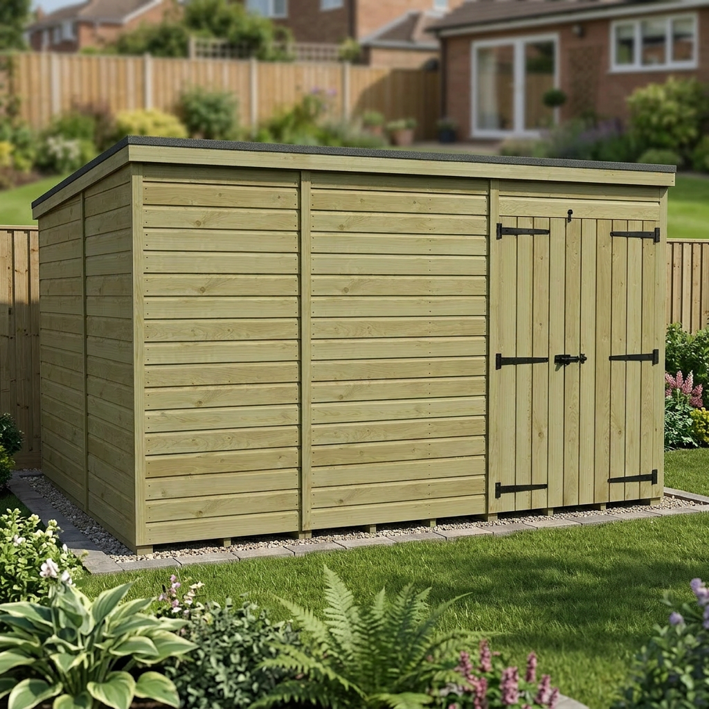11 x 10 Pent Shed (Double Door, No Windows) - view 3