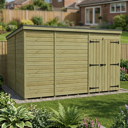 11 x 10 Pent Shed (Double Door, No Windows) - view 3