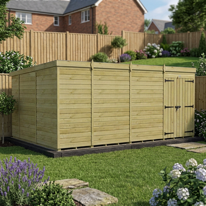 15 x 10 Pent Shed (Double Door, No Windows) - view 4