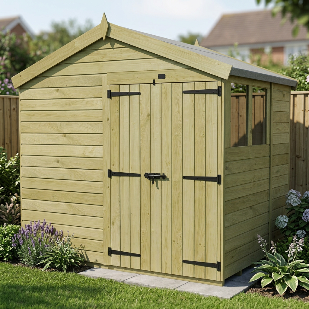 6 x 8 Apex Shed (Double Door, With Windows) - view 4