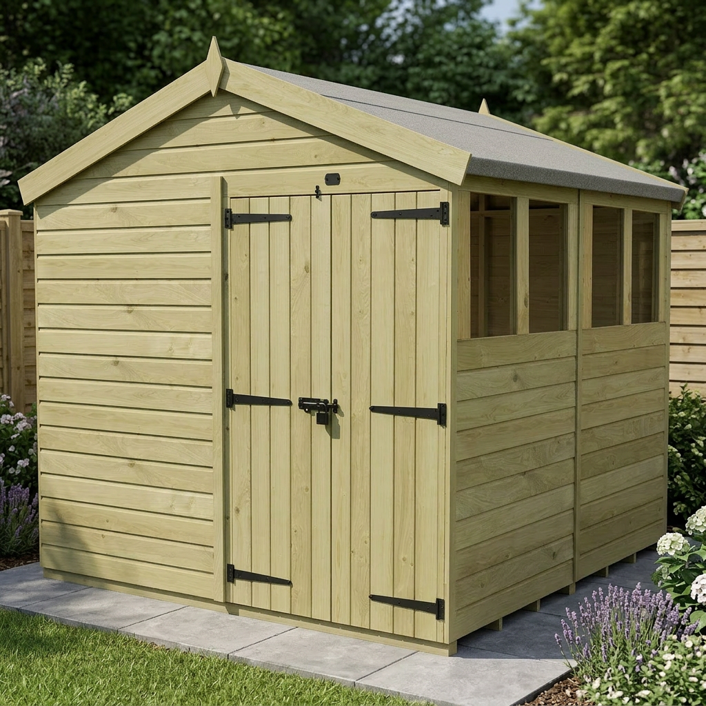 8 x 8 Apex Shed (Double Door, With Windows) - view 4