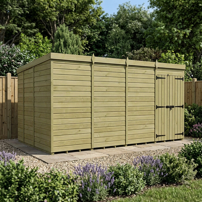 16 x 8 Pent Shed (Double Door, No Windows) - Pent Shed