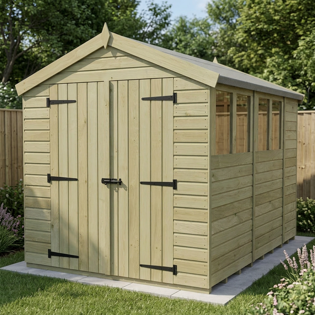 8 x 10 Apex Shed (Double Door, With Windows) - view 5