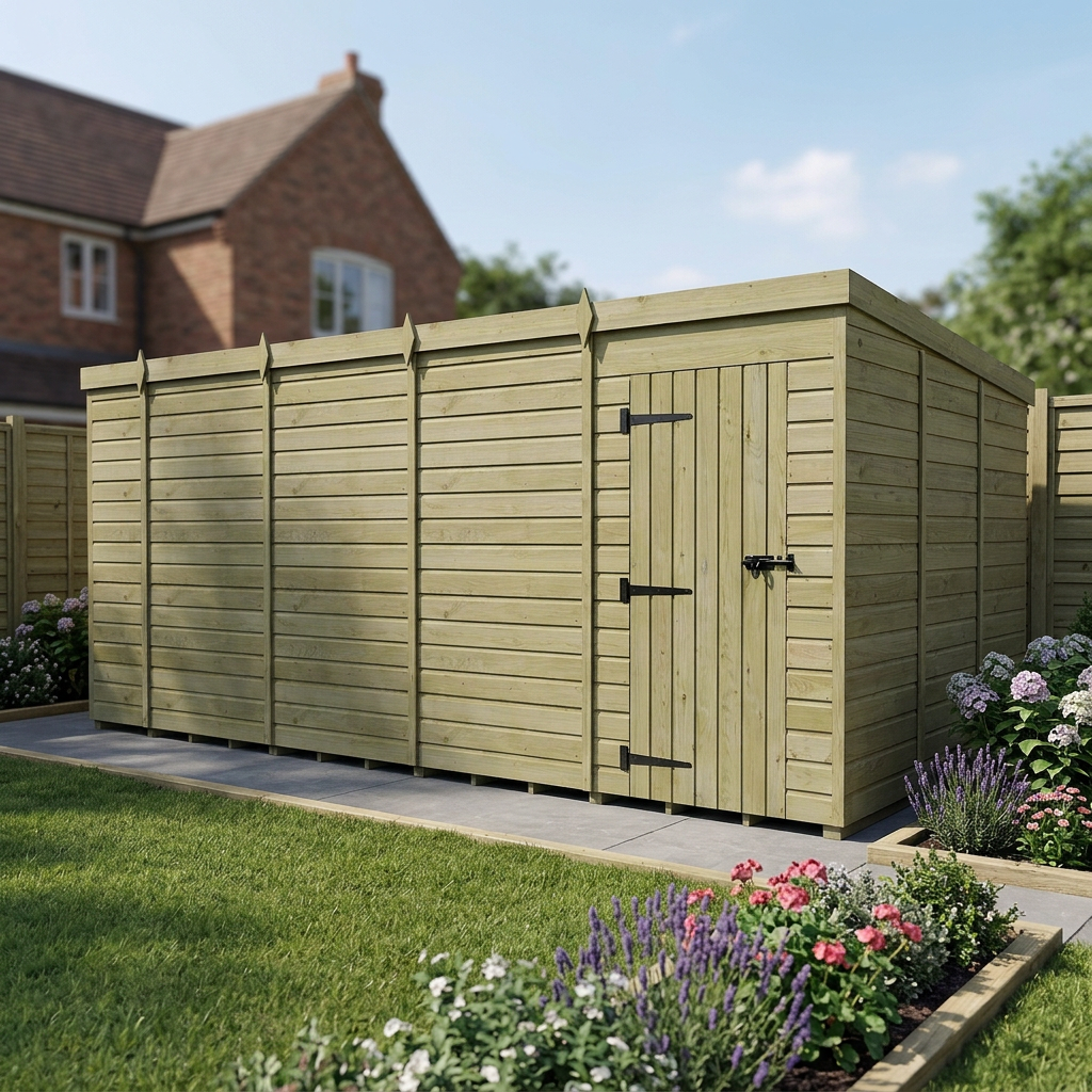 18 x 10 Pent Shed (Single Door, No Windows) - view 3