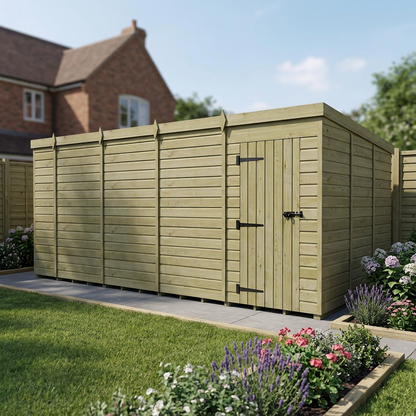 18 x 10 Pent Shed (Single Door, No Windows) - view 3