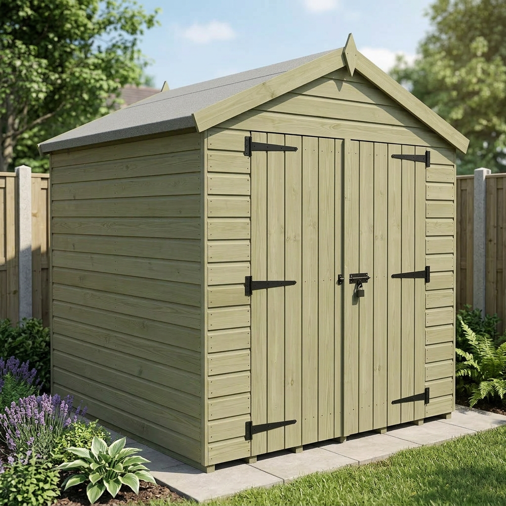 8 x 7 Apex Shed (Double Door, No Windows) - view 3