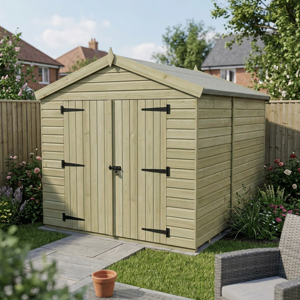 8 x 9 Apex Shed (Double Door, No Windows) - view 3