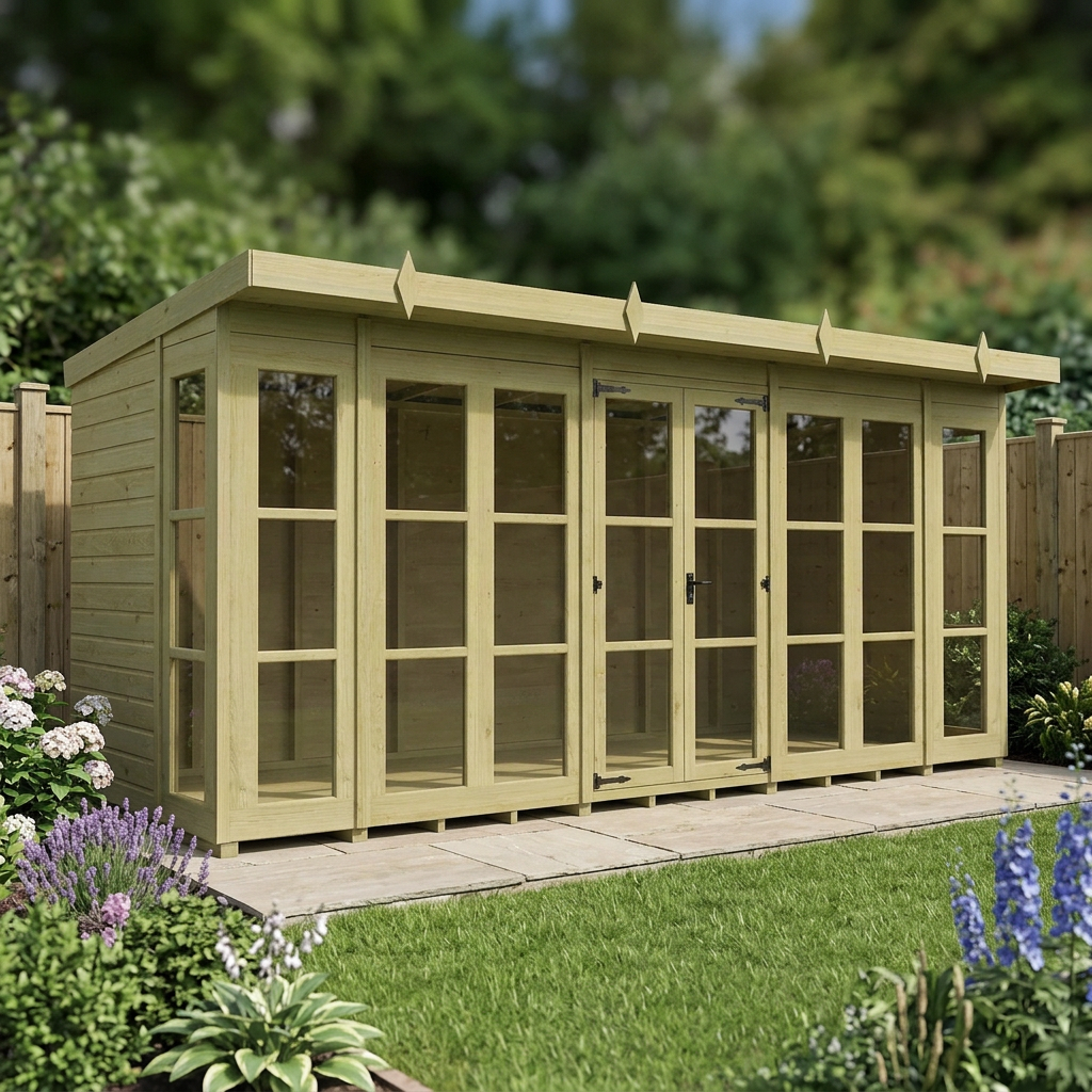 16 x 6 Georgian Window Pent Summer House - view 5