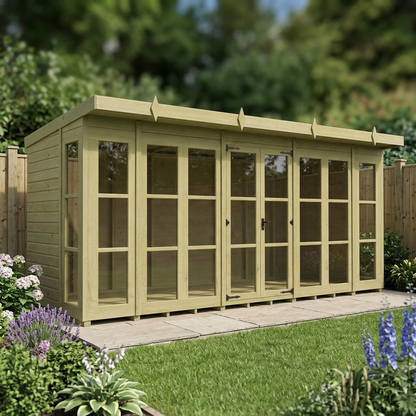 16 x 6 Georgian Window Pent Summer House - view 5