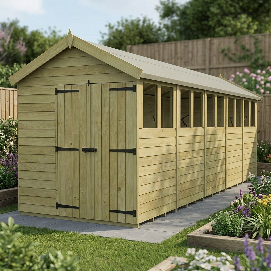 7 x 20 Apex Shed (Double Door, With Windows) - view 4