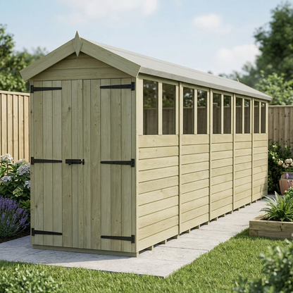 4 x 20 Apex Shed (Double Door, With Windows) - view 3