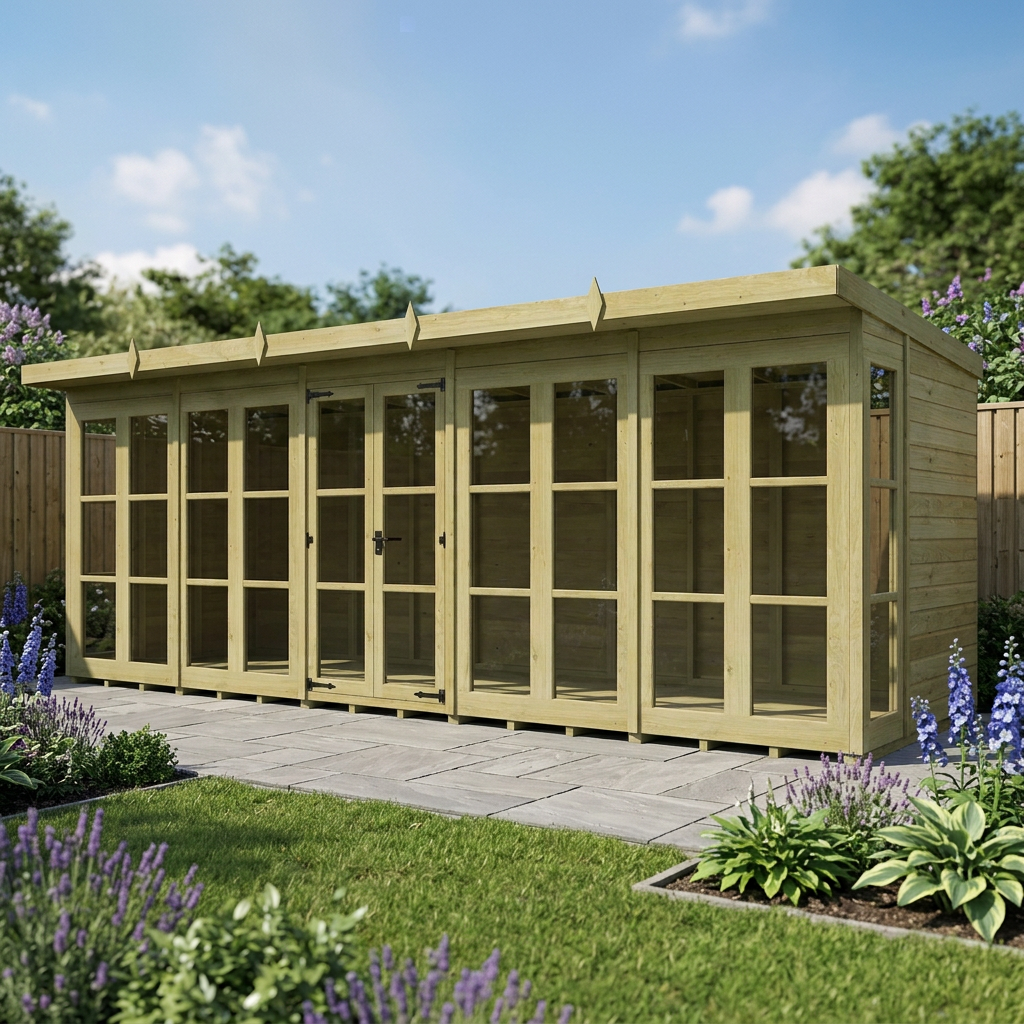 20 x 6 Georgian Window Pent Summer House - view 3