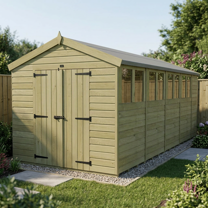 8 x 19 Apex Shed (Double Door, With Windows) - view 5