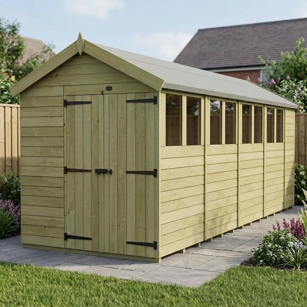 7 x 19 Apex Shed (Double Door, With Windows) - view 4