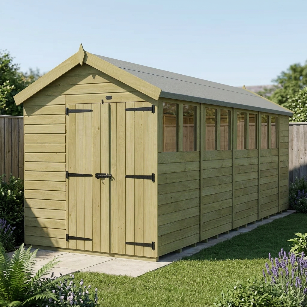 6 x 19 Apex Shed (Double Door, With Windows) - view 6
