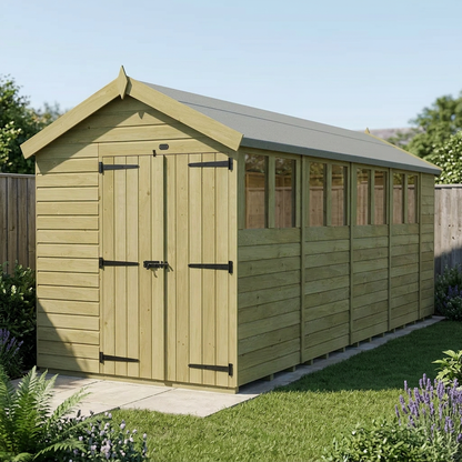 6 x 19 Apex Shed (Double Door, With Windows) - view 6