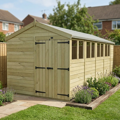 8 x 18 Apex Shed (Double Door, With Windows) - view 4