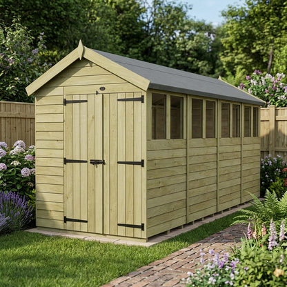 7 x 18 Apex Shed (Double Door, With Windows) - view 5