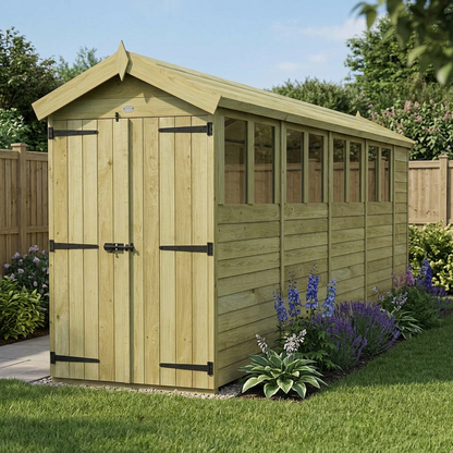4 x 18 Apex Shed (Double Door, With Windows) - view 6