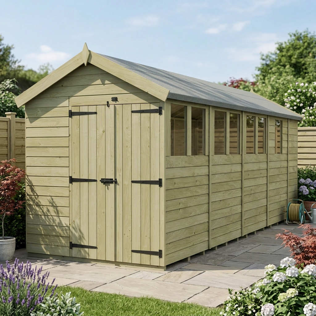 6 x 17 Apex Shed (Double Door, With Windows) - view 4