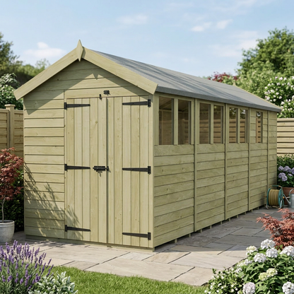 6 x 17 Apex Shed (Double Door, With Windows) - view 4