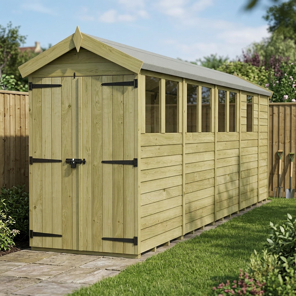 4 x 17 Apex Shed (Double Door, With Windows) - view 6
