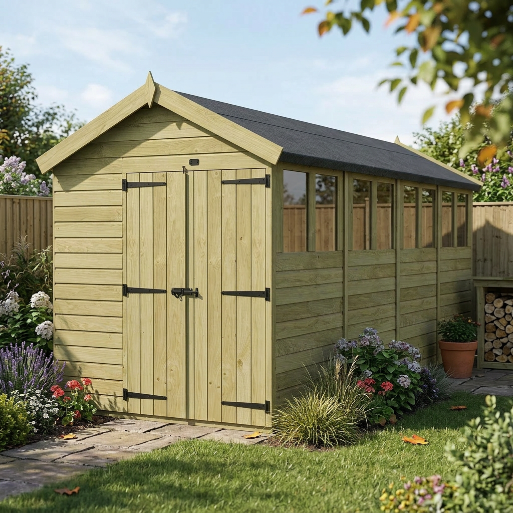 7 x 16 Apex Shed (Double Door, With Windows) - view 4