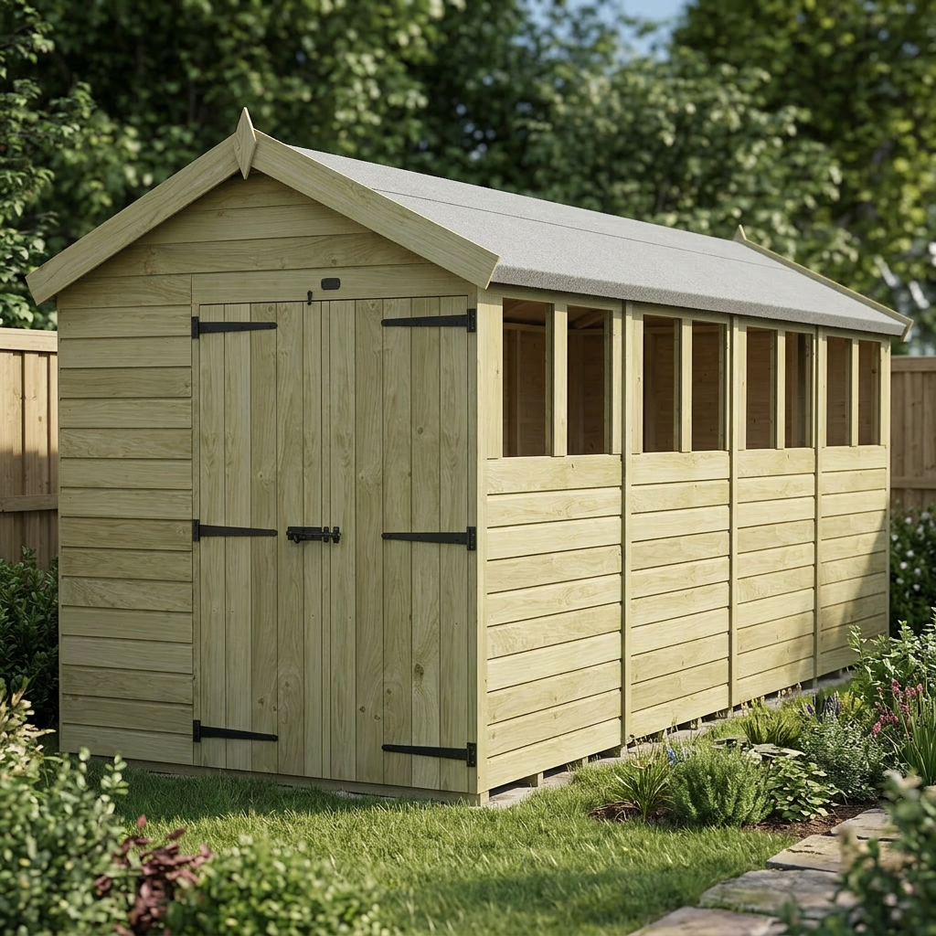 6 x 16 Apex Shed (Double Door, With Windows) - view 4