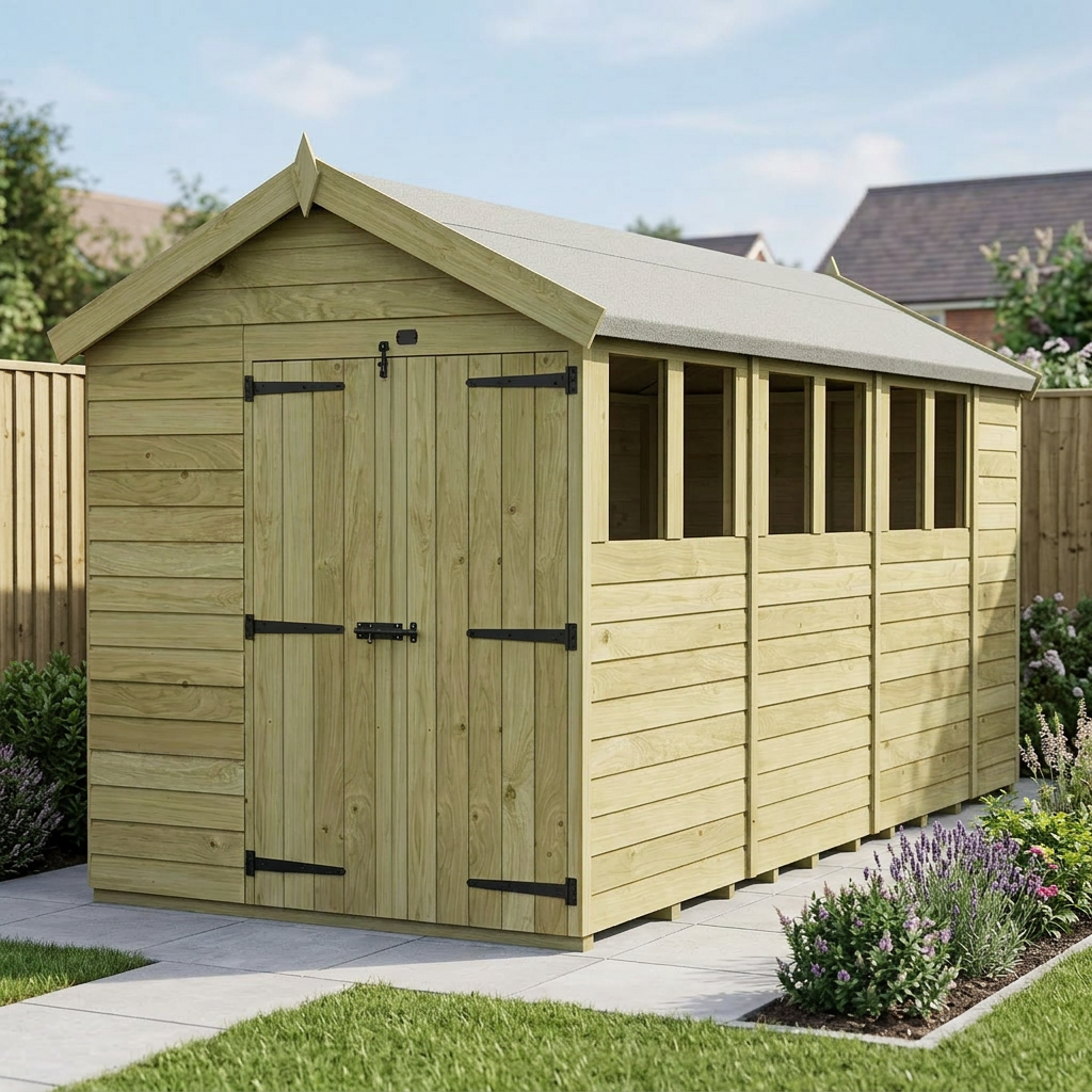 7 x 15 Apex Shed (Double Door, With Windows) - view 4