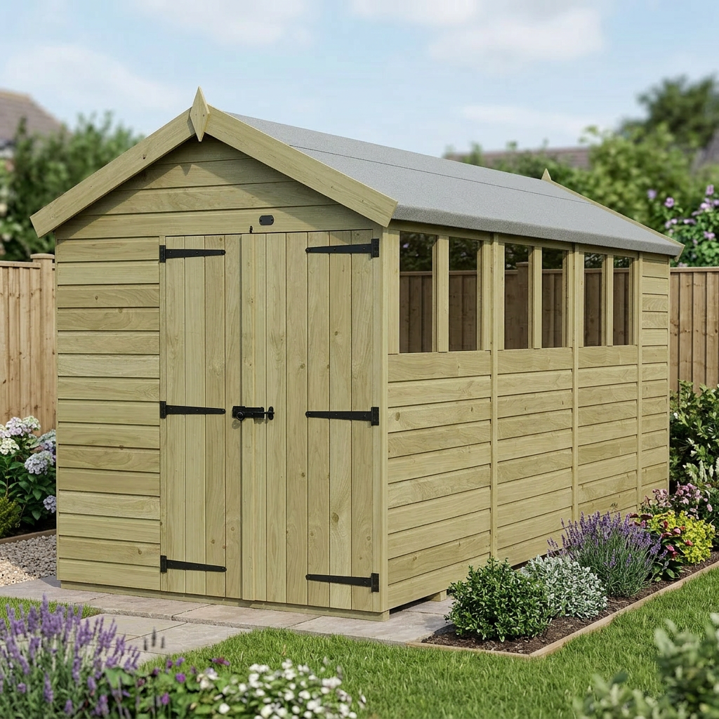 6 x 15 Apex Shed (Double Door, With Windows) - view 6