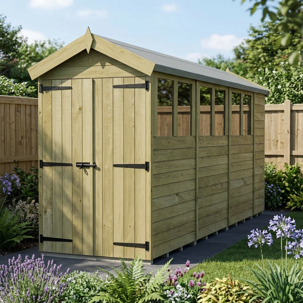 4 x 15 Apex Shed (Double Door, With Windows) - view 4