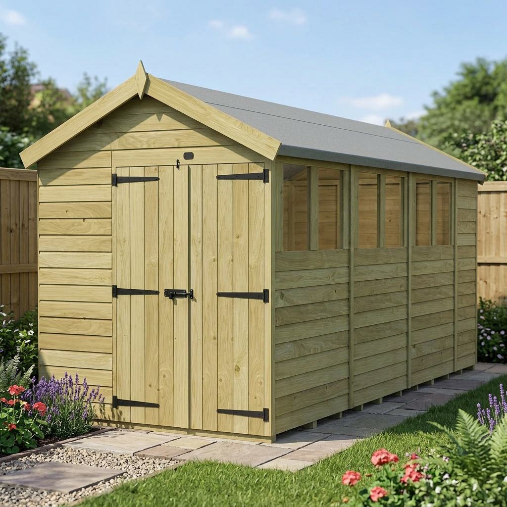 7 x 14 Apex Shed (Double Door, With Windows) - view 4