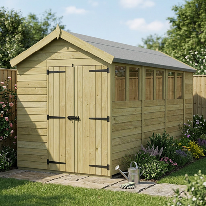 6 x 14 Apex Shed (Double Door, With Windows) - view 5