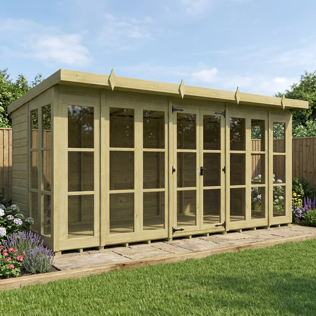 16 x 7 Georgian Window Pent Summer House - view 4