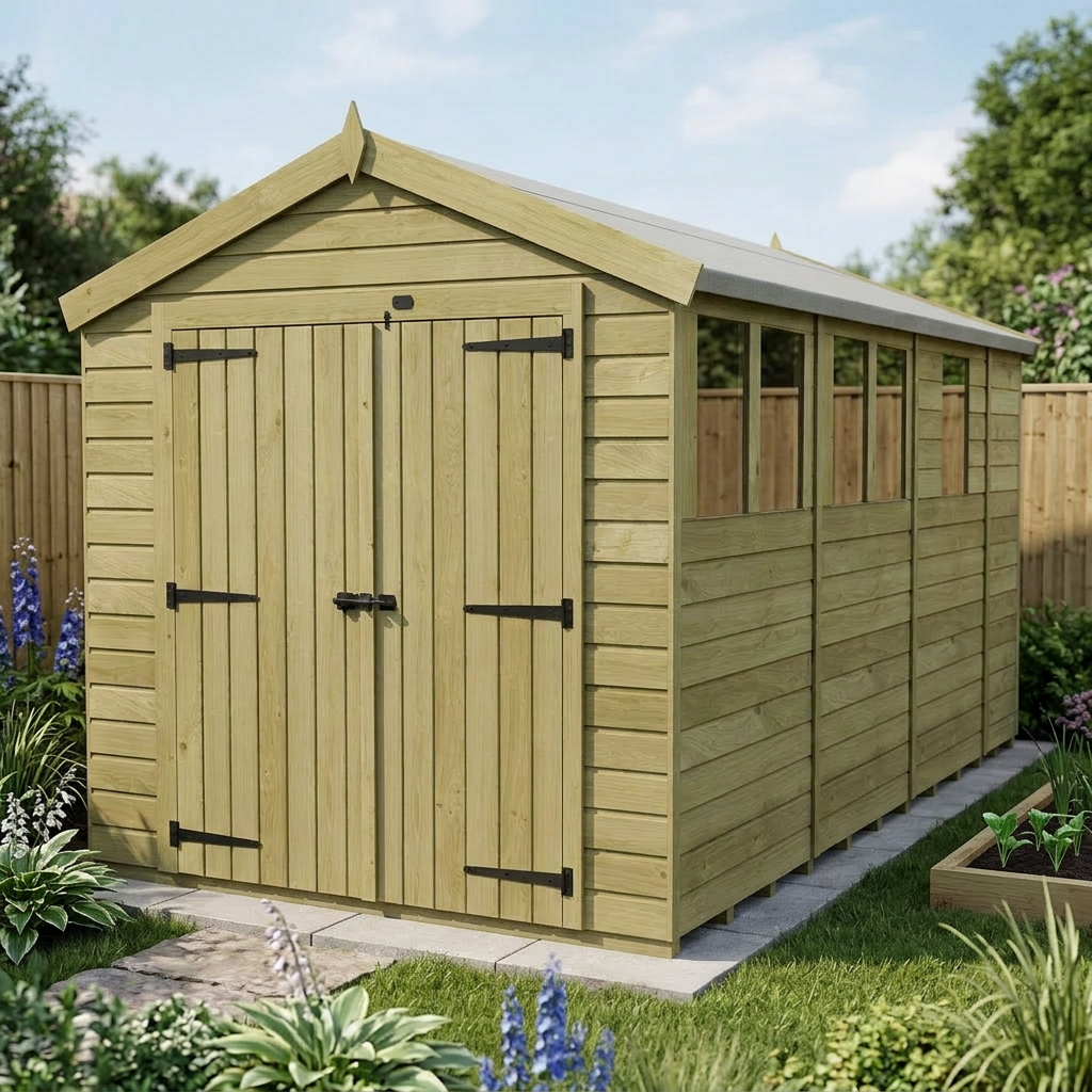 8 x 13 Apex Shed (Double Door, With Windows) - view 5