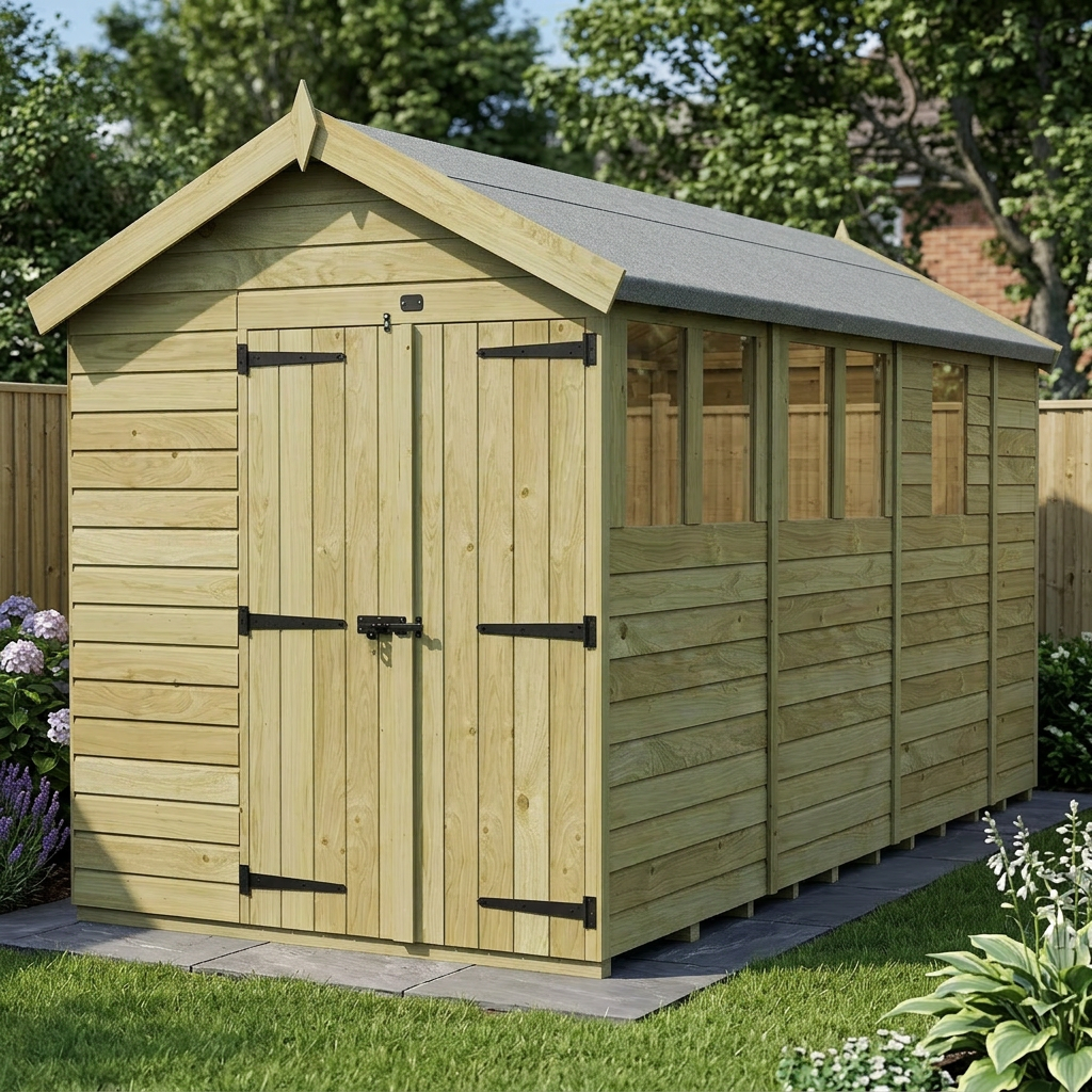 7 x 13 Apex Shed (Double Door, With Windows) - view 4