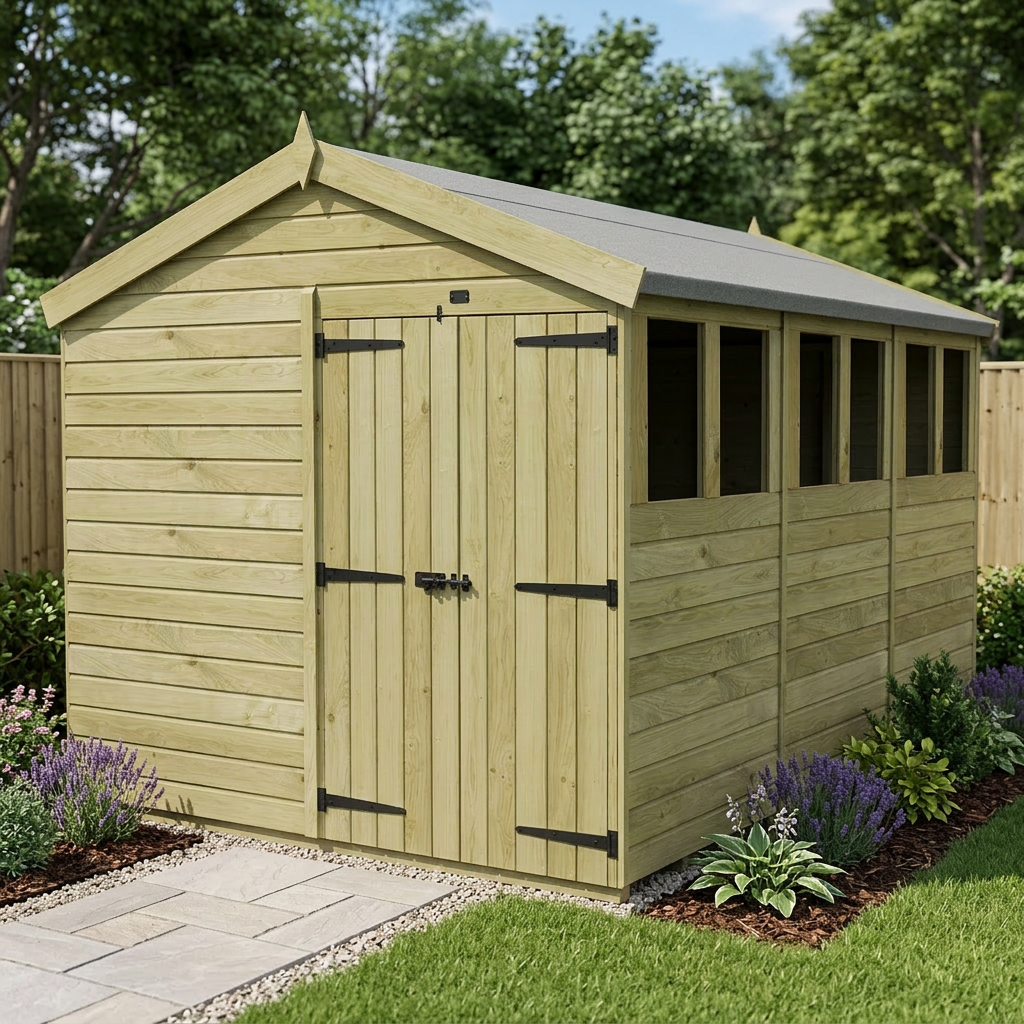 8 x 12 Apex Shed (Double Door, With Windows) - view 5
