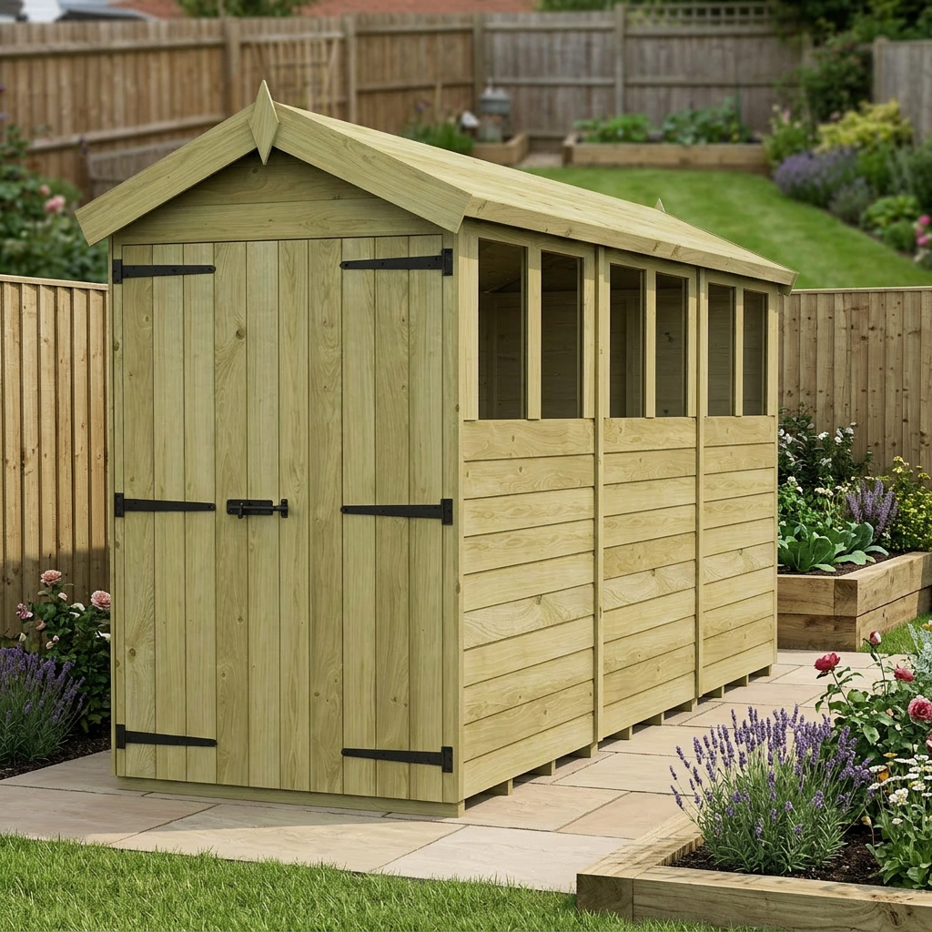 4 x 12 Apex Shed (Double Door, With Windows) - view 4