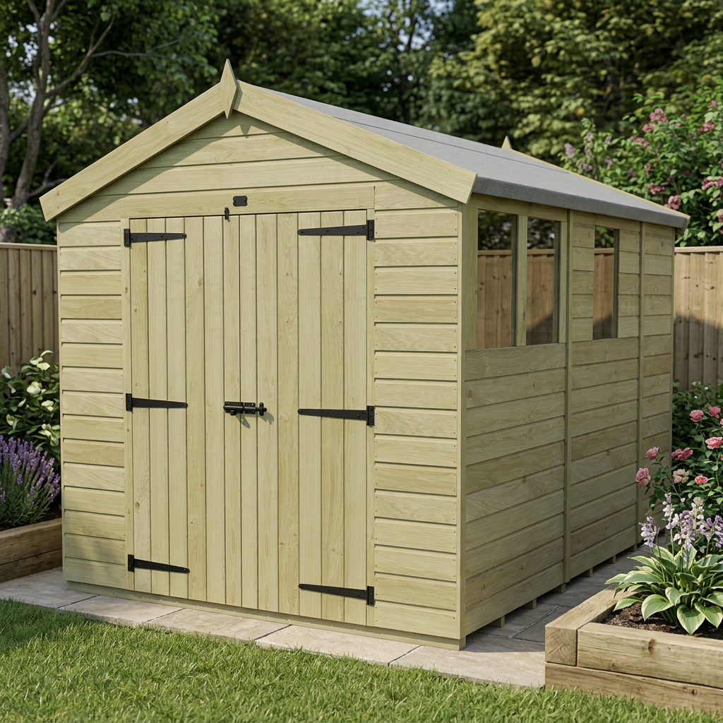 8 x 9 Apex Shed (Double Door, With Windows) - view 5