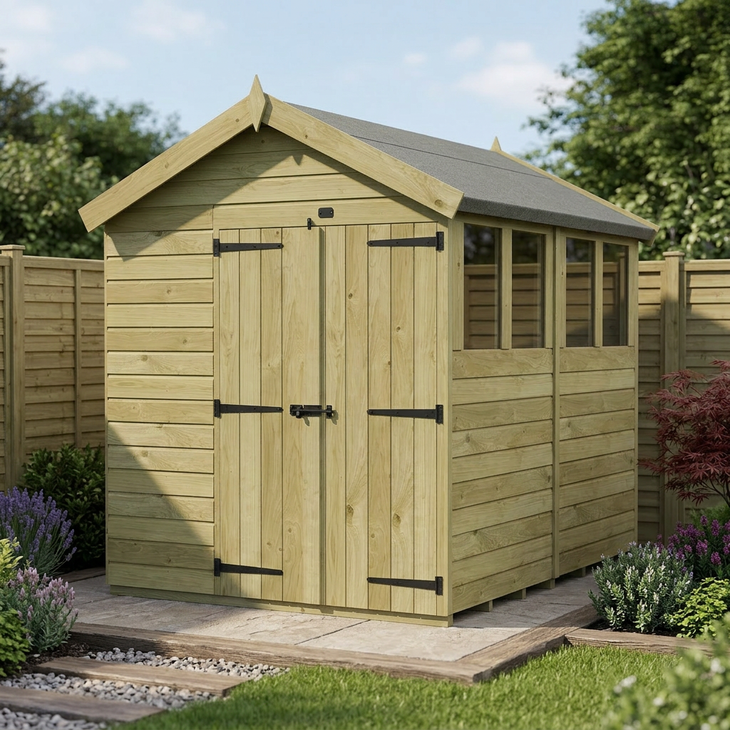 7 x 8 Apex Shed (Double Door, With Windows) - view 4