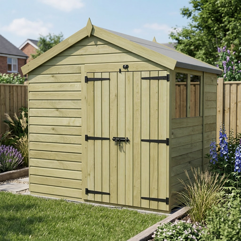 8 x 7 Apex Shed (Double Door, With Windows) - view 4