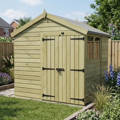 8 x 7 Apex Shed (Double Door, With Windows) - view 4