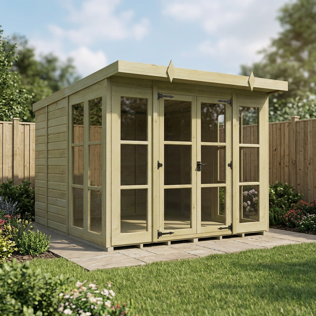 8 x 9 Georgian Window Pent Summer House - view 4