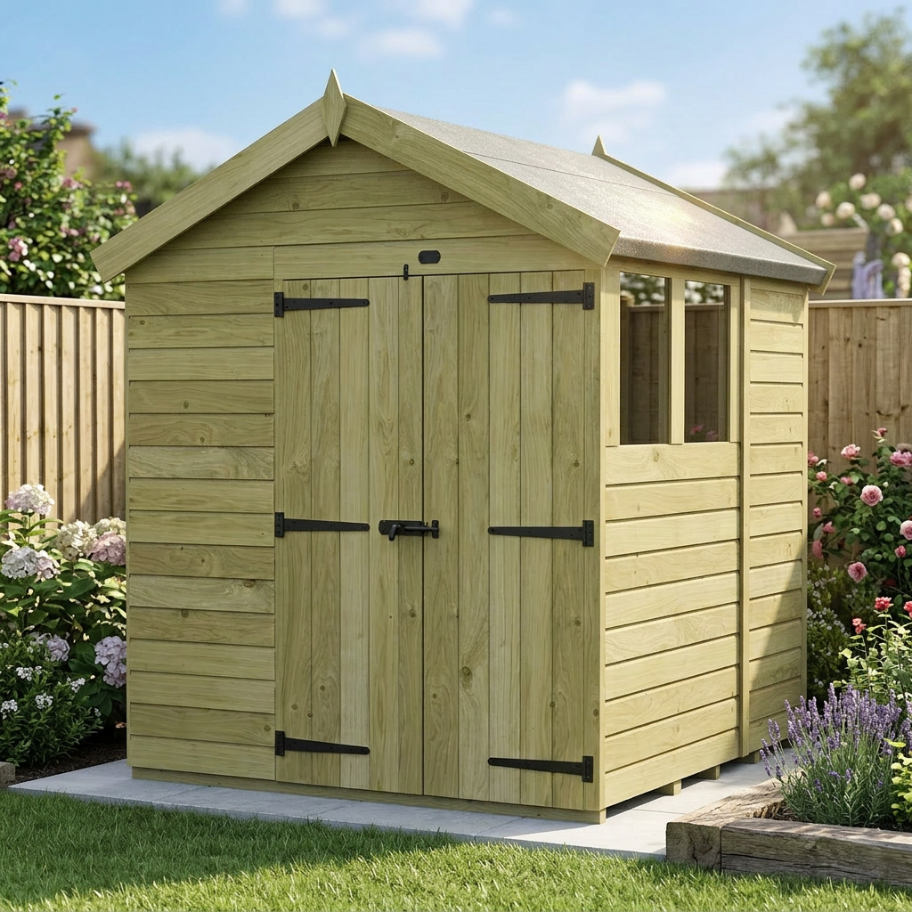 6 x 7 Apex Shed (Double Door, With Windows) - view 5