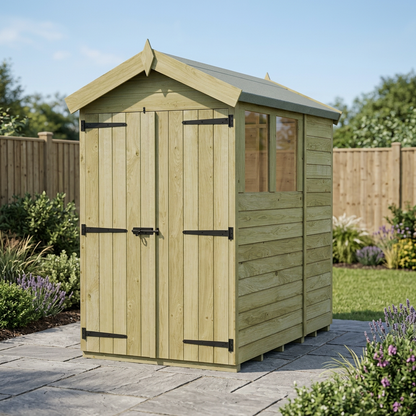 4 x 7 Apex Shed (Double Door, With Windows) - view 4