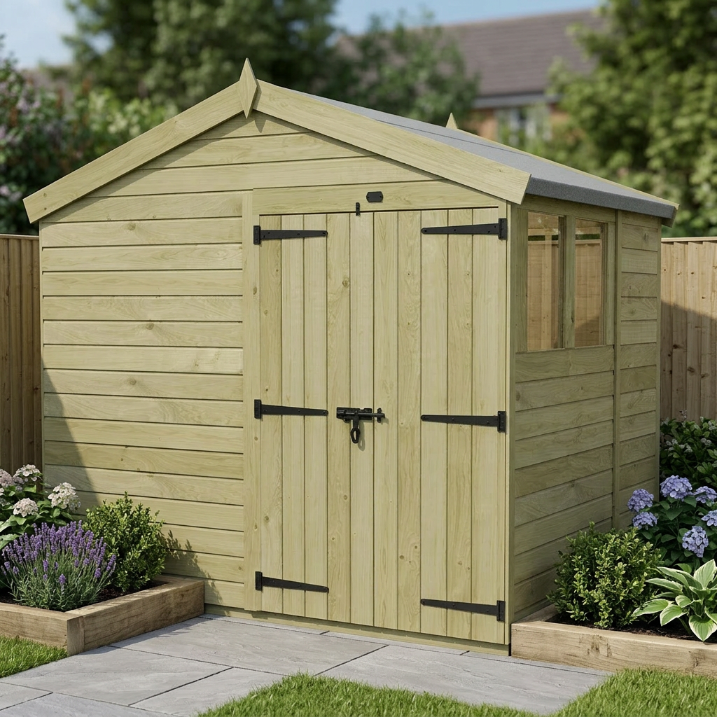 8 x 6 Apex Shed (Double Door, With Windows) - view 5