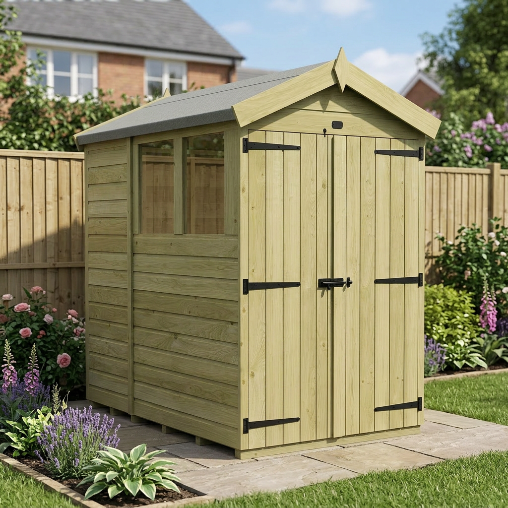 4 x 6 Apex Shed (Double Door, With Windows) - view 4